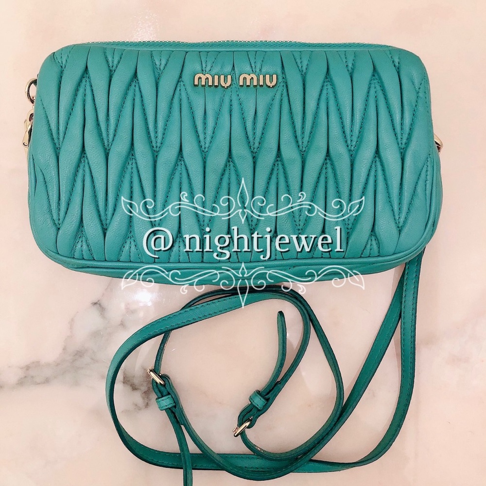 🔥SOLD🔥🎉HOST PICK GORGEOUS TURQUOISE Teal Miu Miu by Prada Matelasse Giada bag - Picture 3 of 11